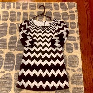 Black and white chevron dress